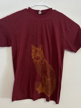 Supermaggie Cat Animal Graphic Print T-Shirt Large Maroon Y2K Short Sleeve